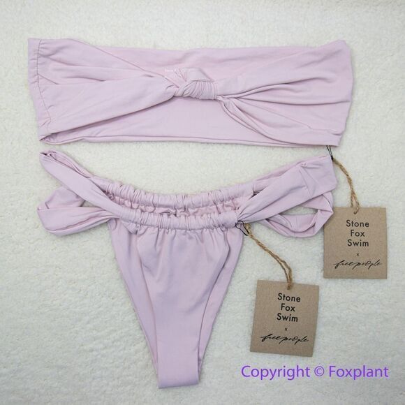 New! Set! Stone Fox Swim lele knotted bandeau top‎ bijou bottoms, size M. - Picture 1 of 13